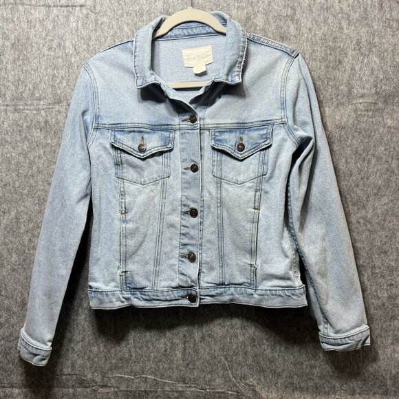 Sky And Sparrow Denim Jacket Womens‎ Medium Blue Light Wash Button Up - Picture 8 of 8